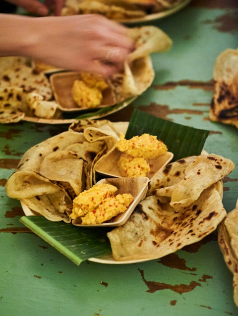 Roti with sambal butter