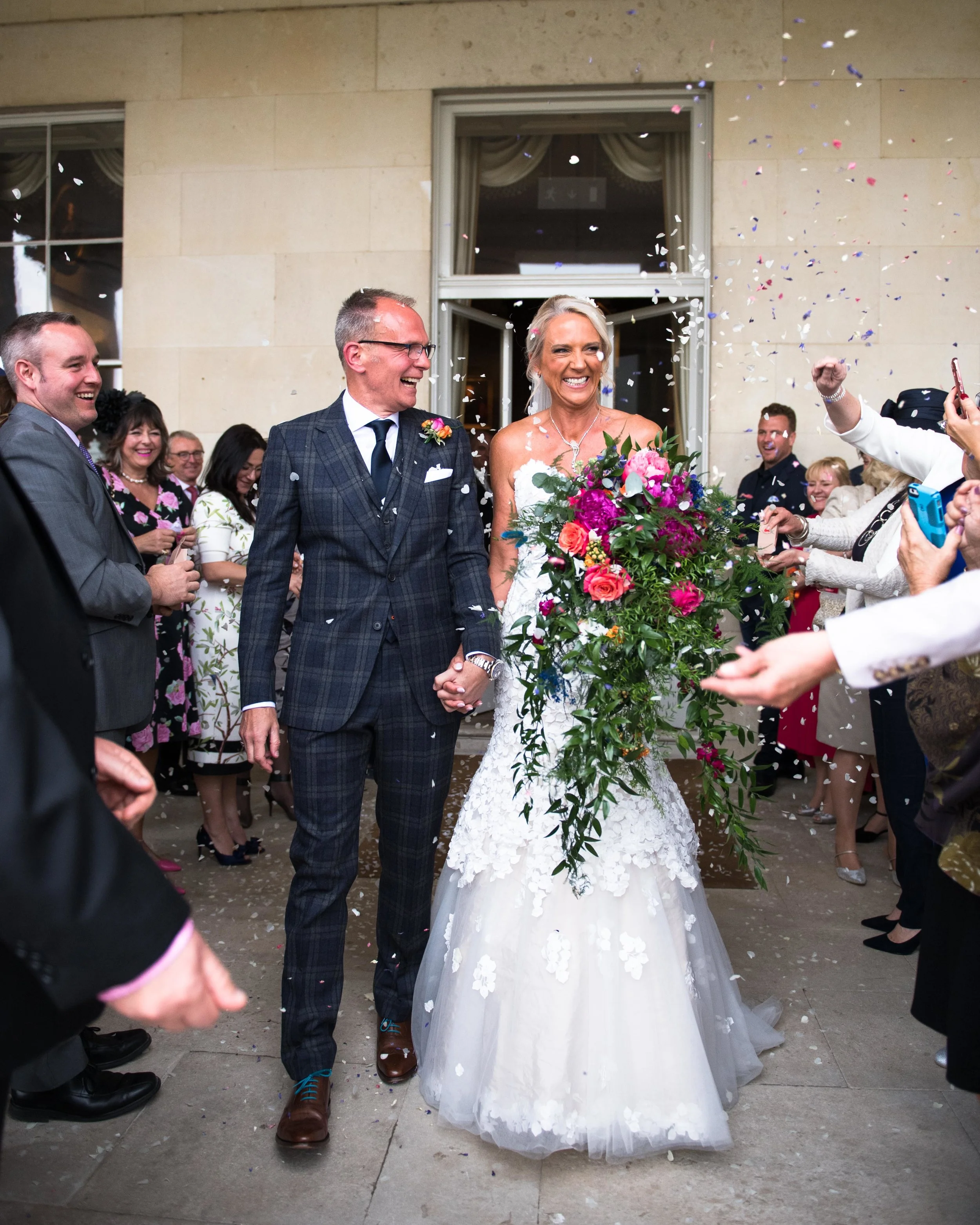 Wedding confetti at Goodwood House