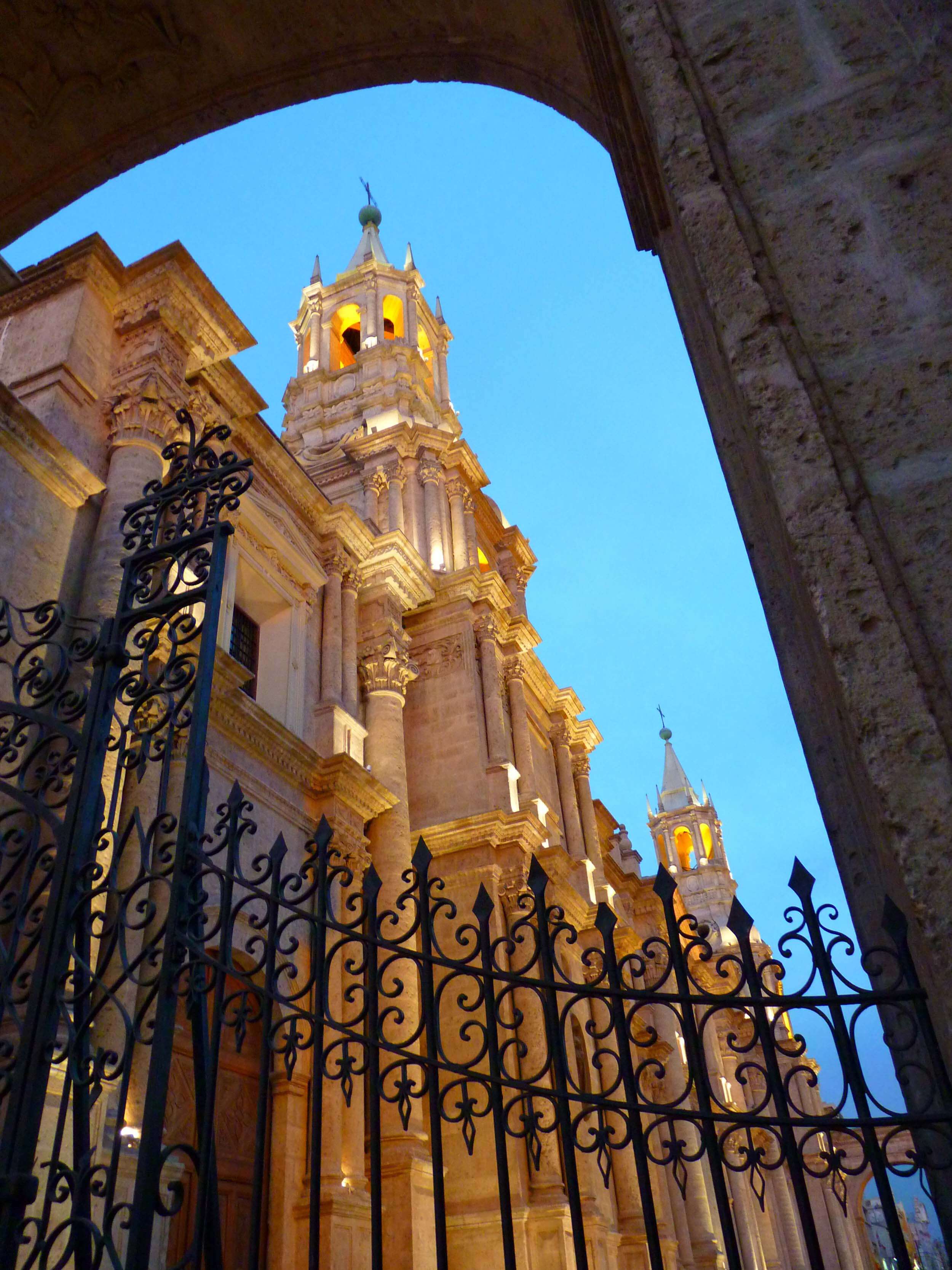 The beautiful cathedral of Arequipa is just two blocks away