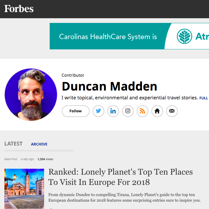 Travel contributor for Forbes