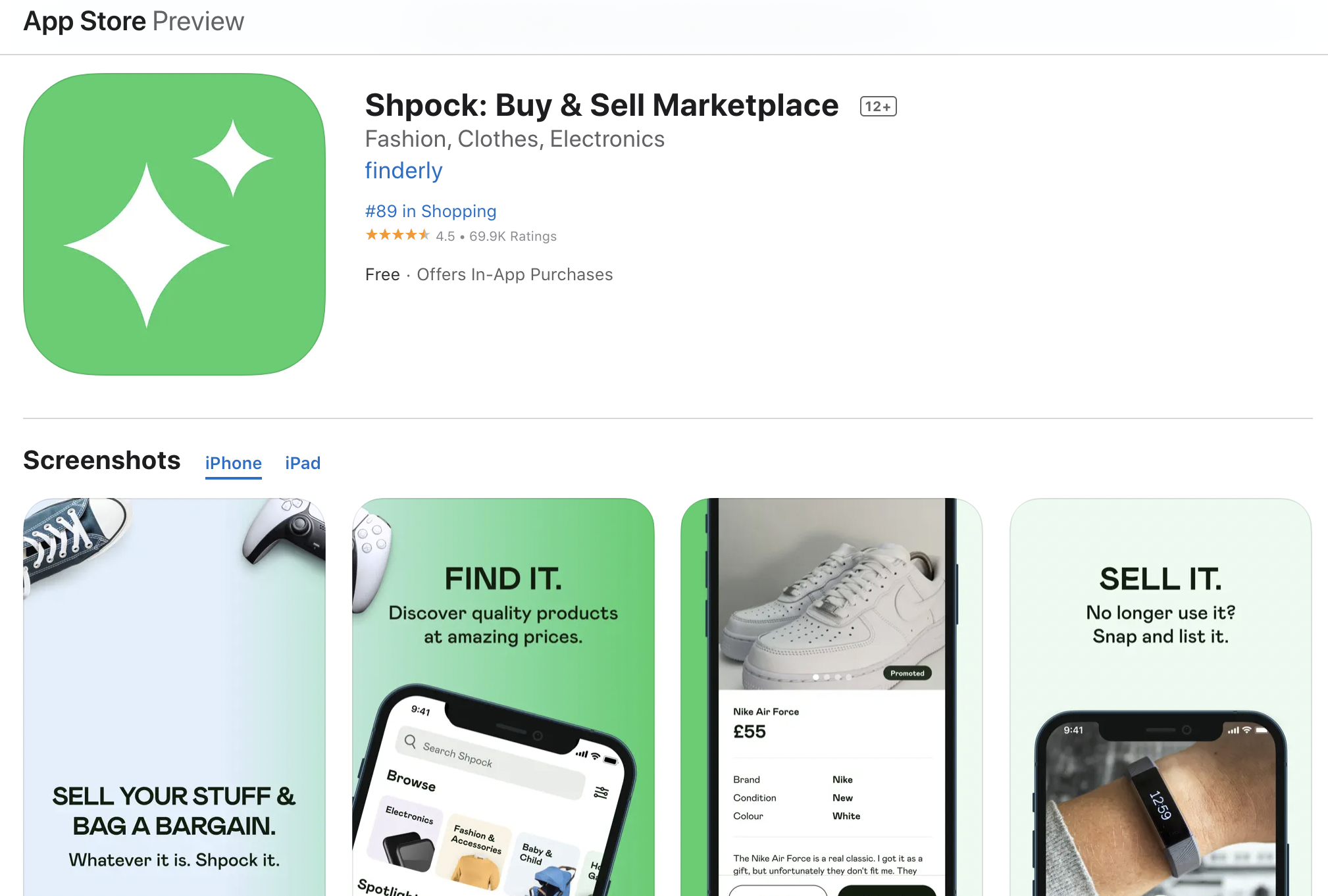 App Store page