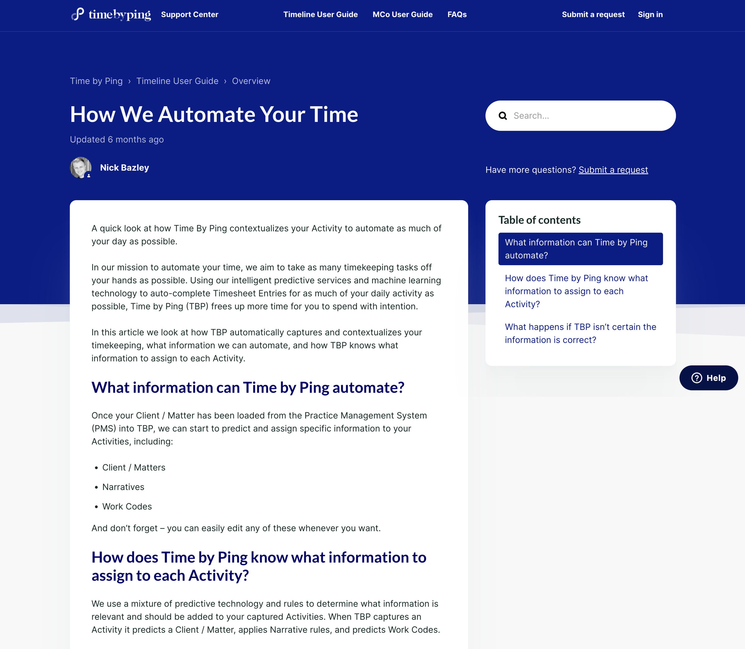 Automating time guide