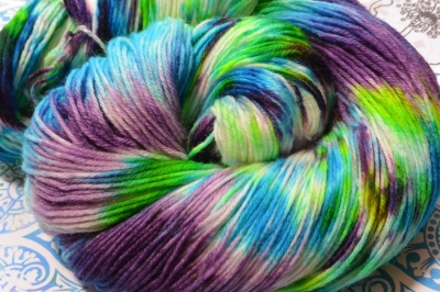 This is sock yarn... It is so much fun to dye and it is always fun seeing what the end-product looks like!