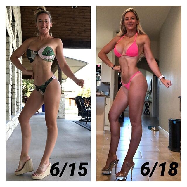 🤩4 day progress update 🤩.
&bull;
Check-in days are like Christmas morning these days... I am JUMPING out of bed to take progress pics, put them side by side, and see the progress made! This is huge MENTAL progress for me as well 🙌🏻.
&bull;
I know