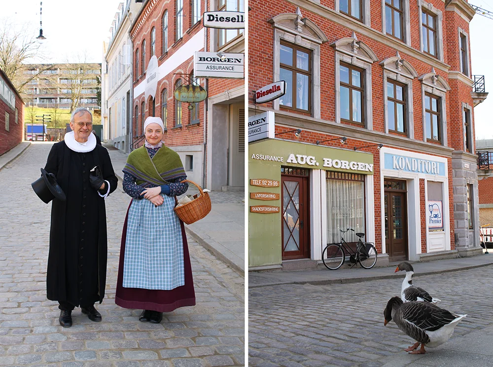 DEN GAMLE BY: Jeg møtte både folk og fugl i Den Gamle By! Foto: Tenk Koffert