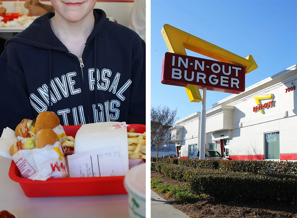 IN-N-OUT: Innbyggerne i LA er svært stolte av sin lokale burgerkjede. Jeg tror jeg fikk spørsmålet "Har du testet In-N-Out enda" minst fem ganger da jeg besøkte byen for første gang. Foto: Hedda Bjerén