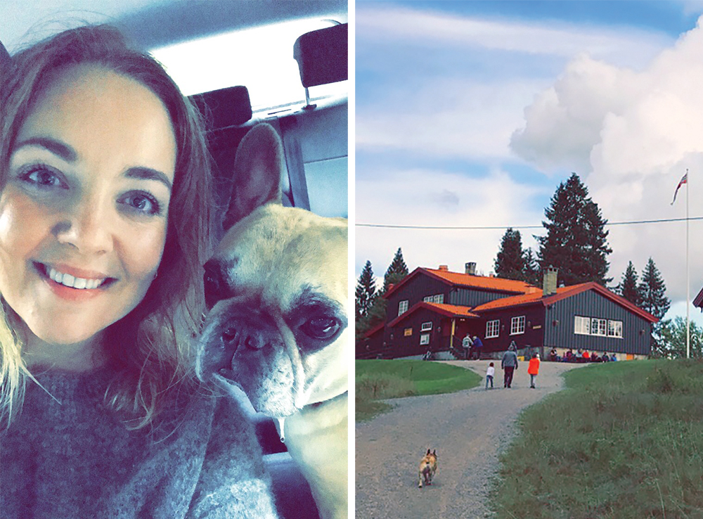 JULI: Snoopy og jeg går turer hele året. Her er vi en regnværsdag i juli, etter å ha gått til Lilloseter. Foto: Tenk Koffert