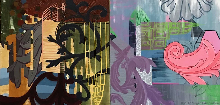 Untitled Diptych. Acrylic on Canvas. 2 Canvases each 36x36.