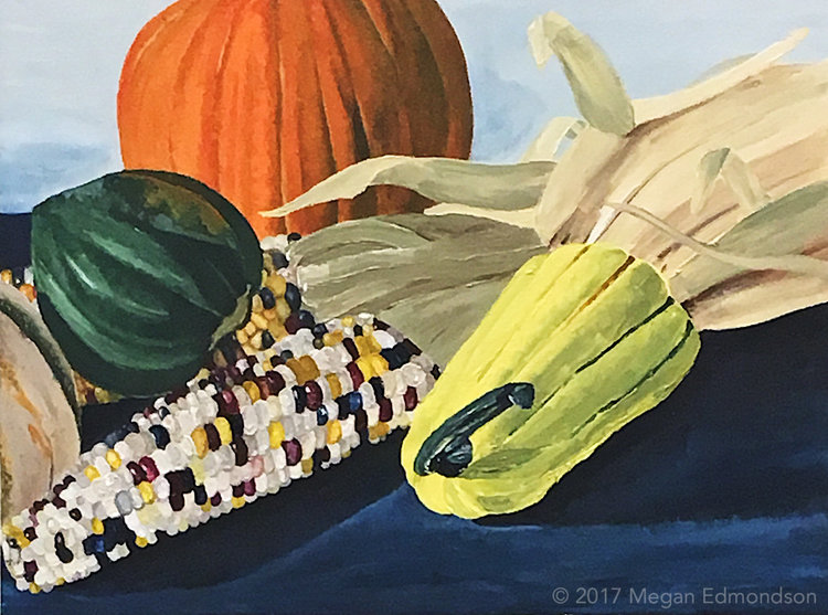 Indian Corn 1.&nbsp;Acrylic on Canvas. 18x24.
