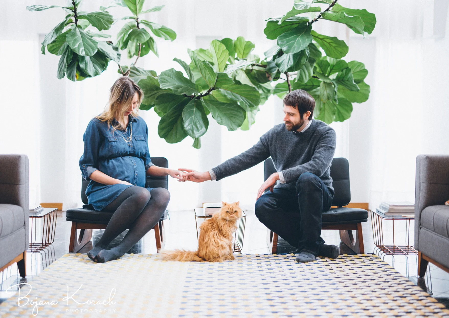 Maternity Session Photographed in a Frank Lloyd Wright Inspired Home