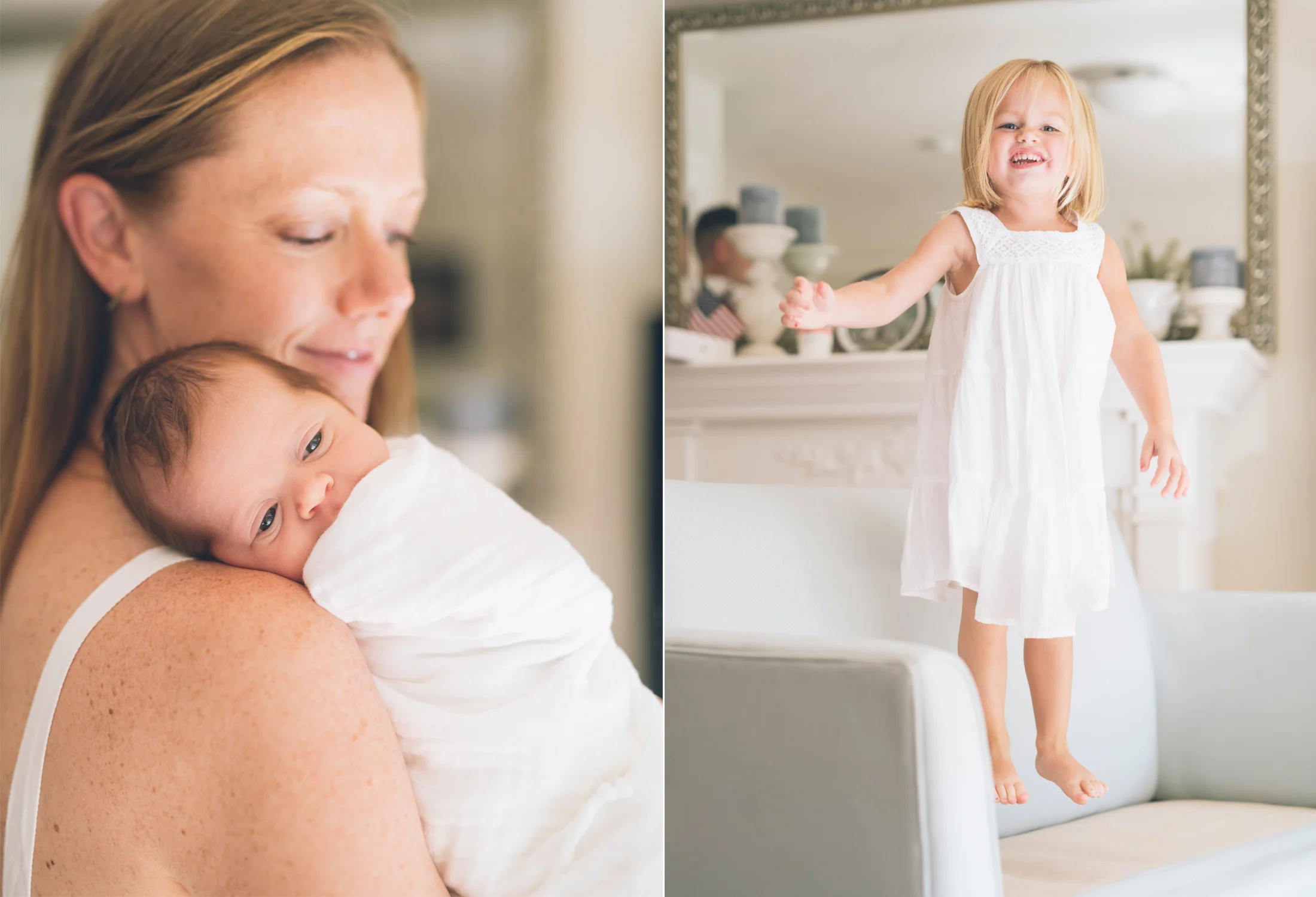 newborn-sleeping-on-mother's-shoulder-and-toddler-jumping-on-the-couch.jpg