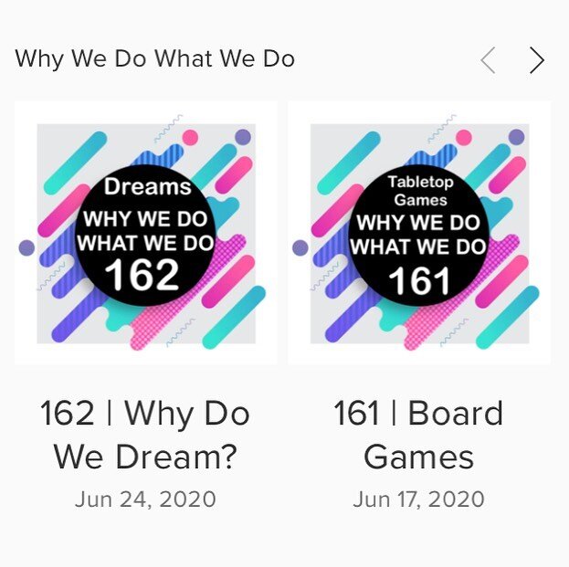 Why We Do What We Do tackles D-R-E-A-M-S, and Board Games too! 
Let us know what you think of your most recent episodes! 🙌🏼 *And thank you to those who submitted their favorite board games! So much fun to hear what you all are in to! ✨