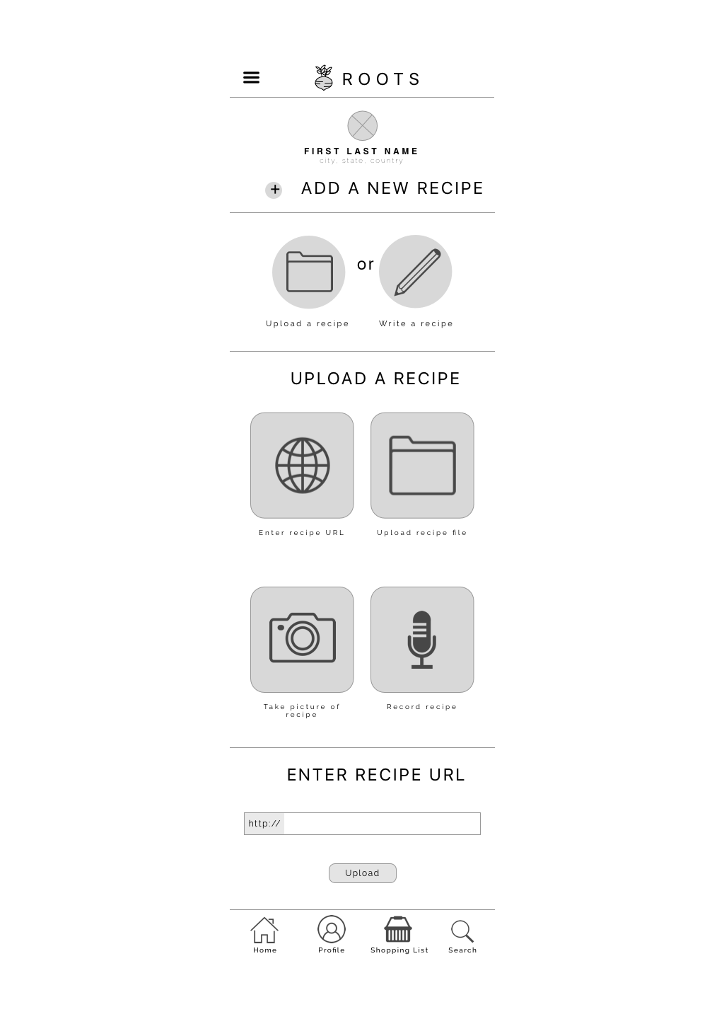 Add Recipe, Mobile Layout