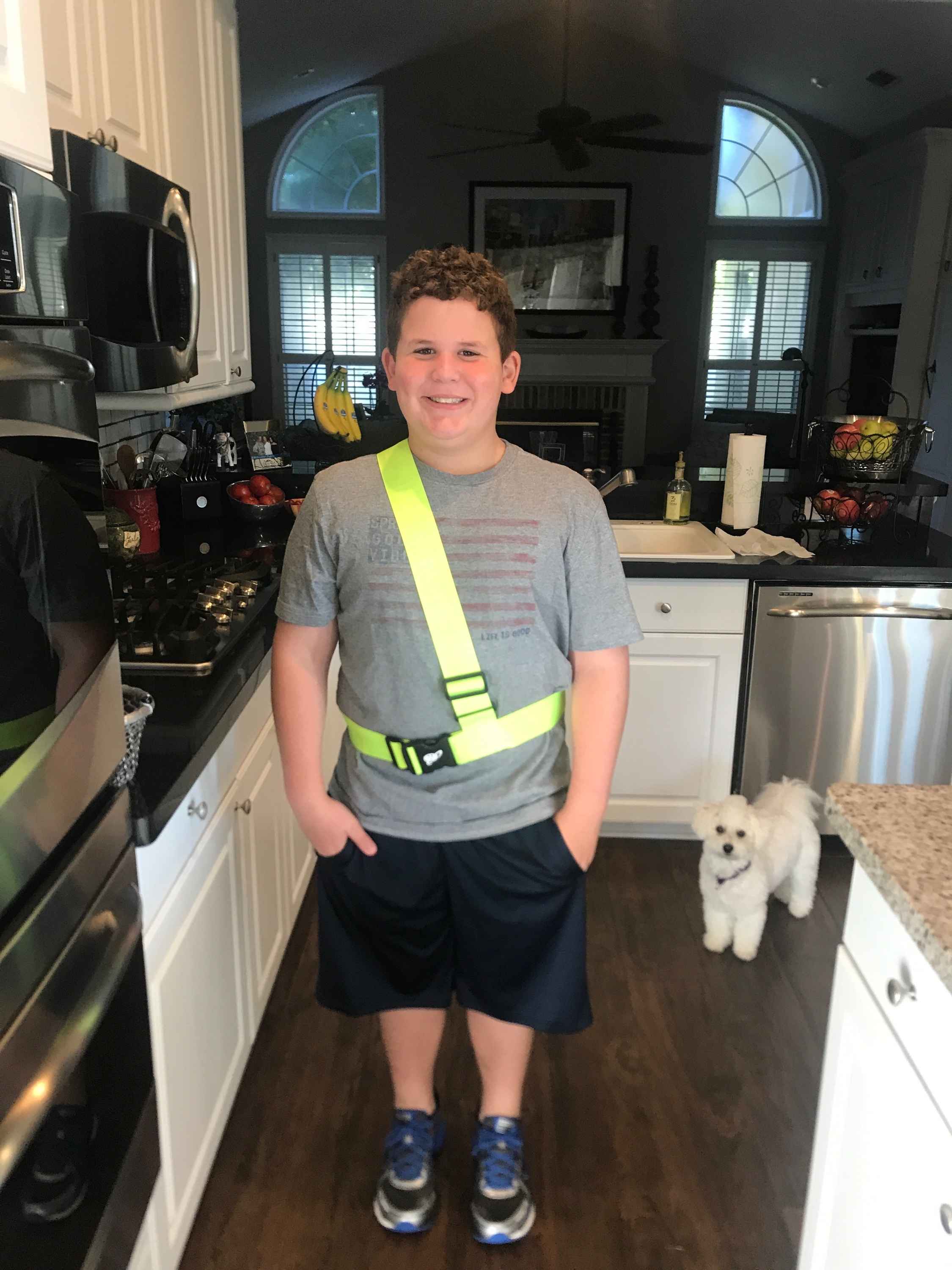 Adam's first day of 5th grade. He is excited to be a safety patrol. I love seeing him so happy.