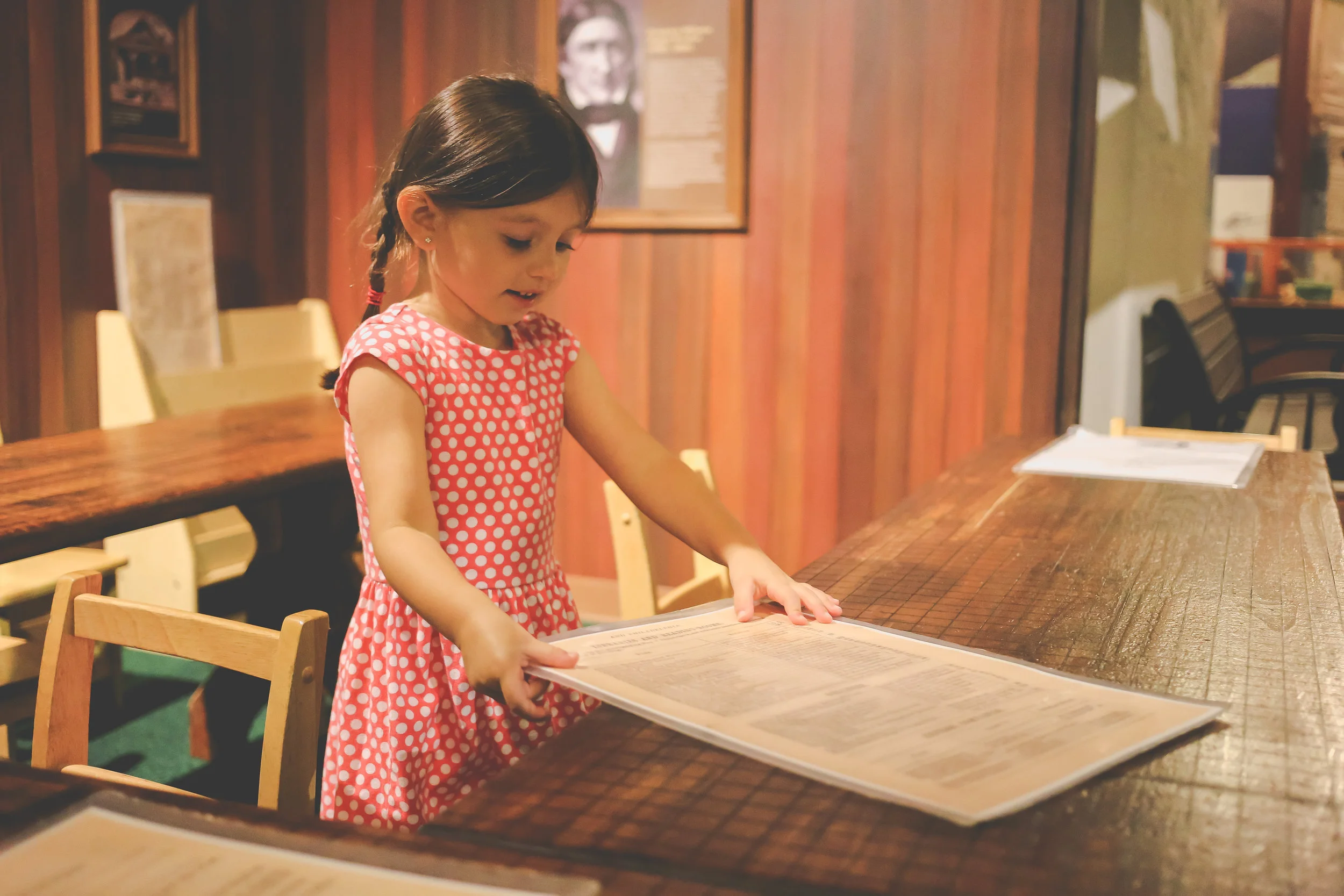Kindergarten schoolhouse at the Philadelphia Please Touch Museum. Pennsylvania Family Photojournalism.