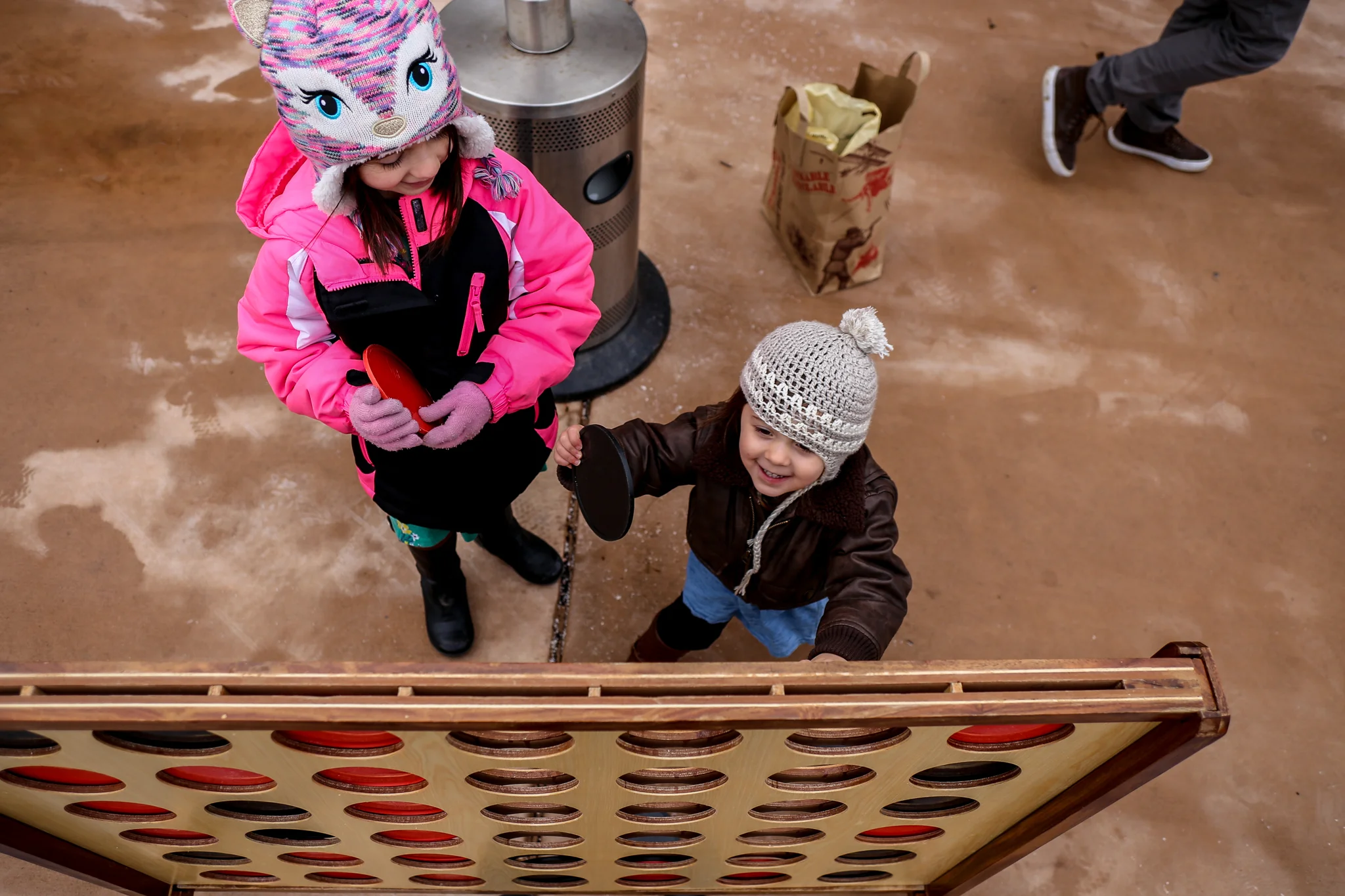 Giant connect four during the fire & ice festival at The Shops at Saucon Valley.