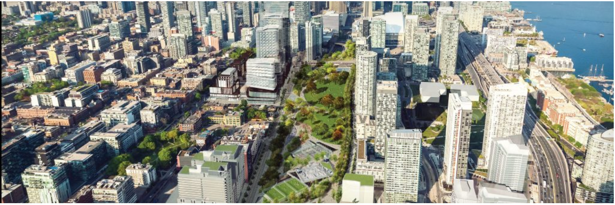 Rail Deck Park Conceptual Rendering - Bird's Eye View
