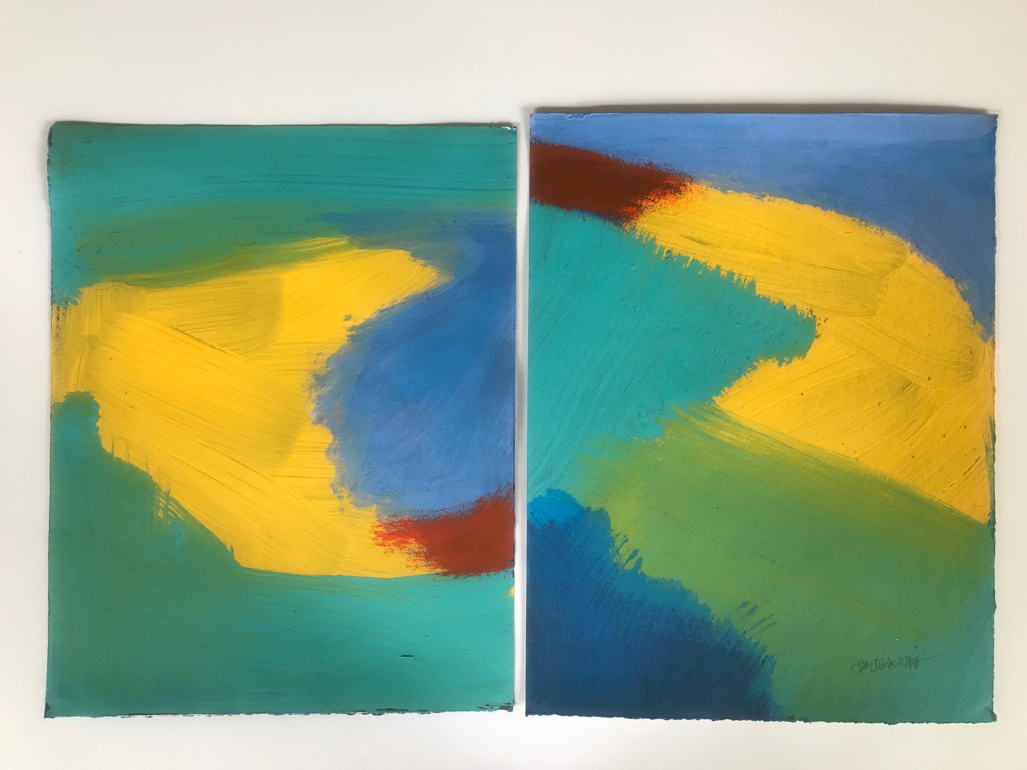 BOOMERANG - diptych (acrylic on paper 15 x 24")
