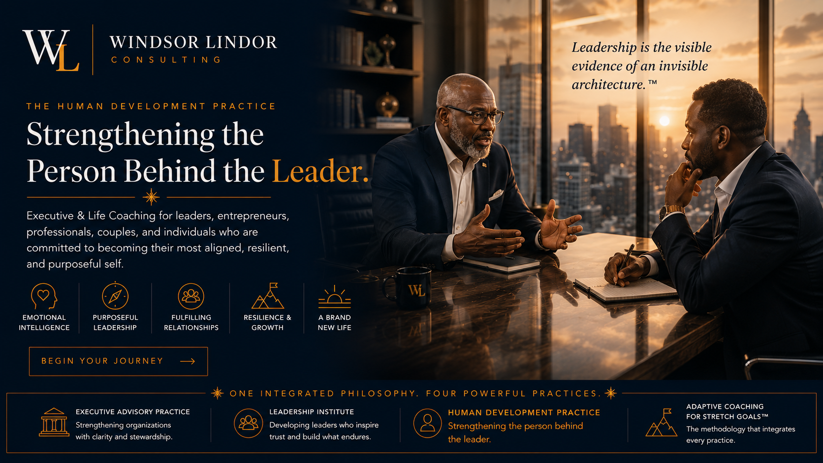 Features Windsor Lindor coaching a Black executive leader, I would distinguish it from your other hero images while reinforcing your institutional brand architecture.
