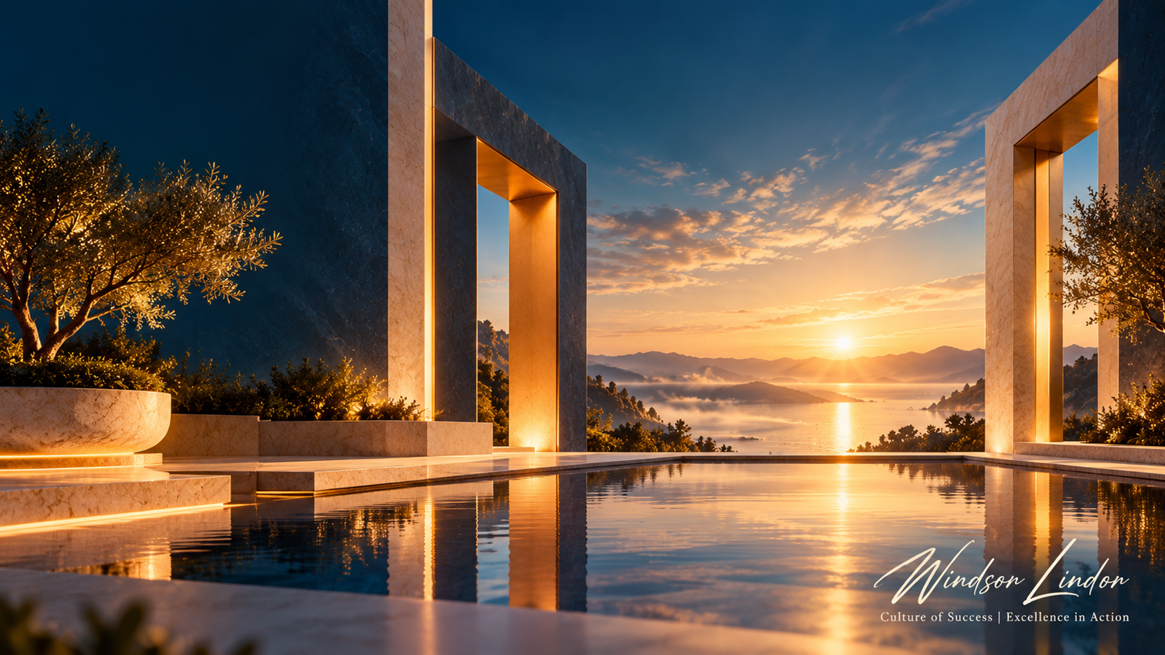 Two architectural archways frame a softly illuminated shared space, symbolizing individuality and connection.