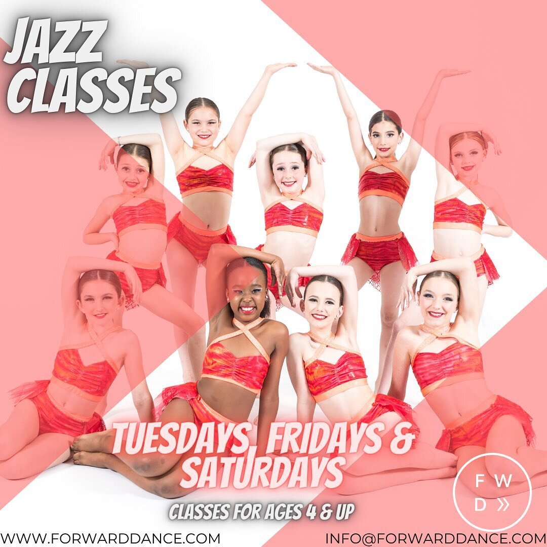 JAZZ CLASSES @ FWD ‼️
Some of our Recreational Jazz classes still have a few spots in them! It&rsquo;s not too late to join us in our clean and safe studios, or virtually from the comfort of your home! Keep your kids stretching &amp; active with our 
