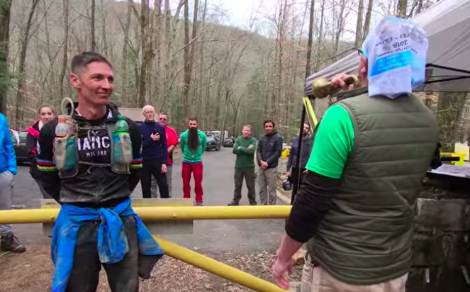 Burton is tapped out of the 2018 Barkley Marathons. Image: Jamil Coury.