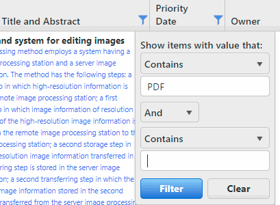PDF word filter in Ambercite patent search database.gif