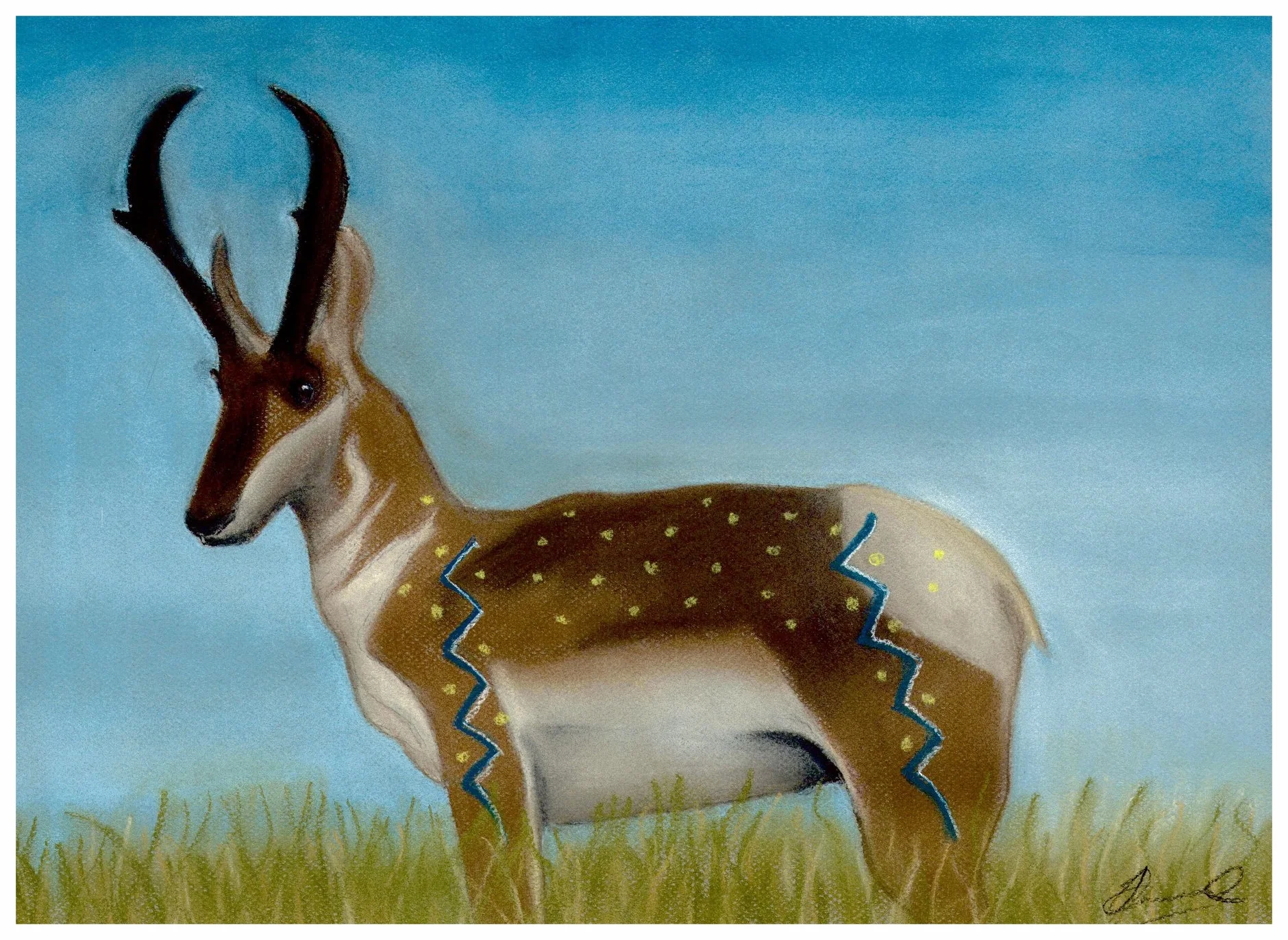THUNDER BEING, Pastel by hand without stylus, 20"x16", Original to be auctioned at March Gladness. 50 Prints. Framed Prints $150. Prints $100.