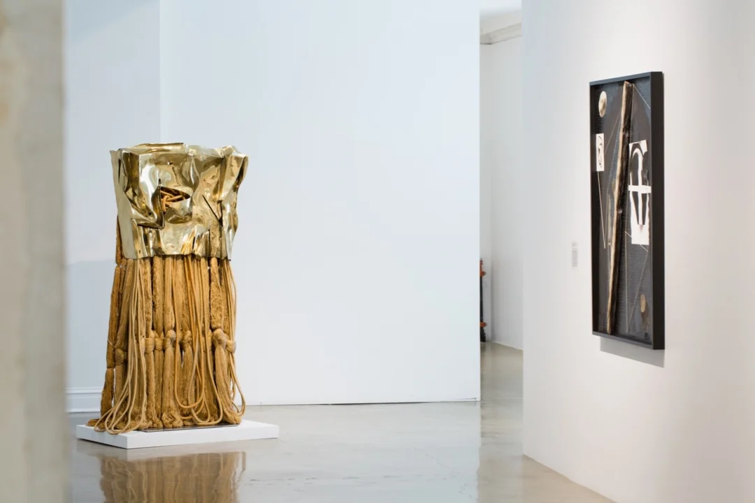 Installation view of Barbara Chase Riboud's Little Gold Flag (1985)