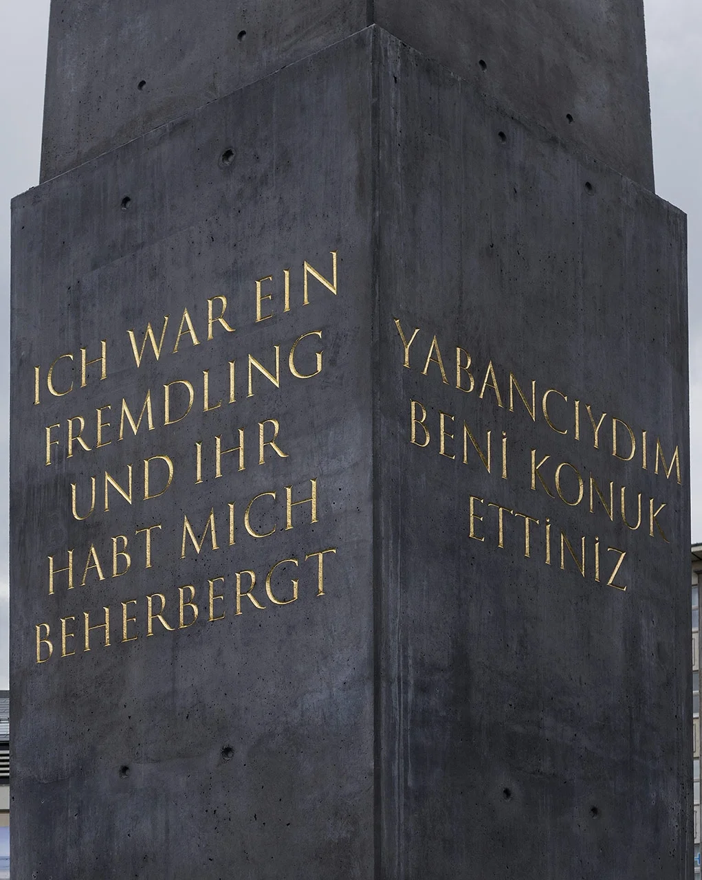Olu Oguibe, detail of Monument for Stranger and Refugees (2017) Photo by Ferenc Eln