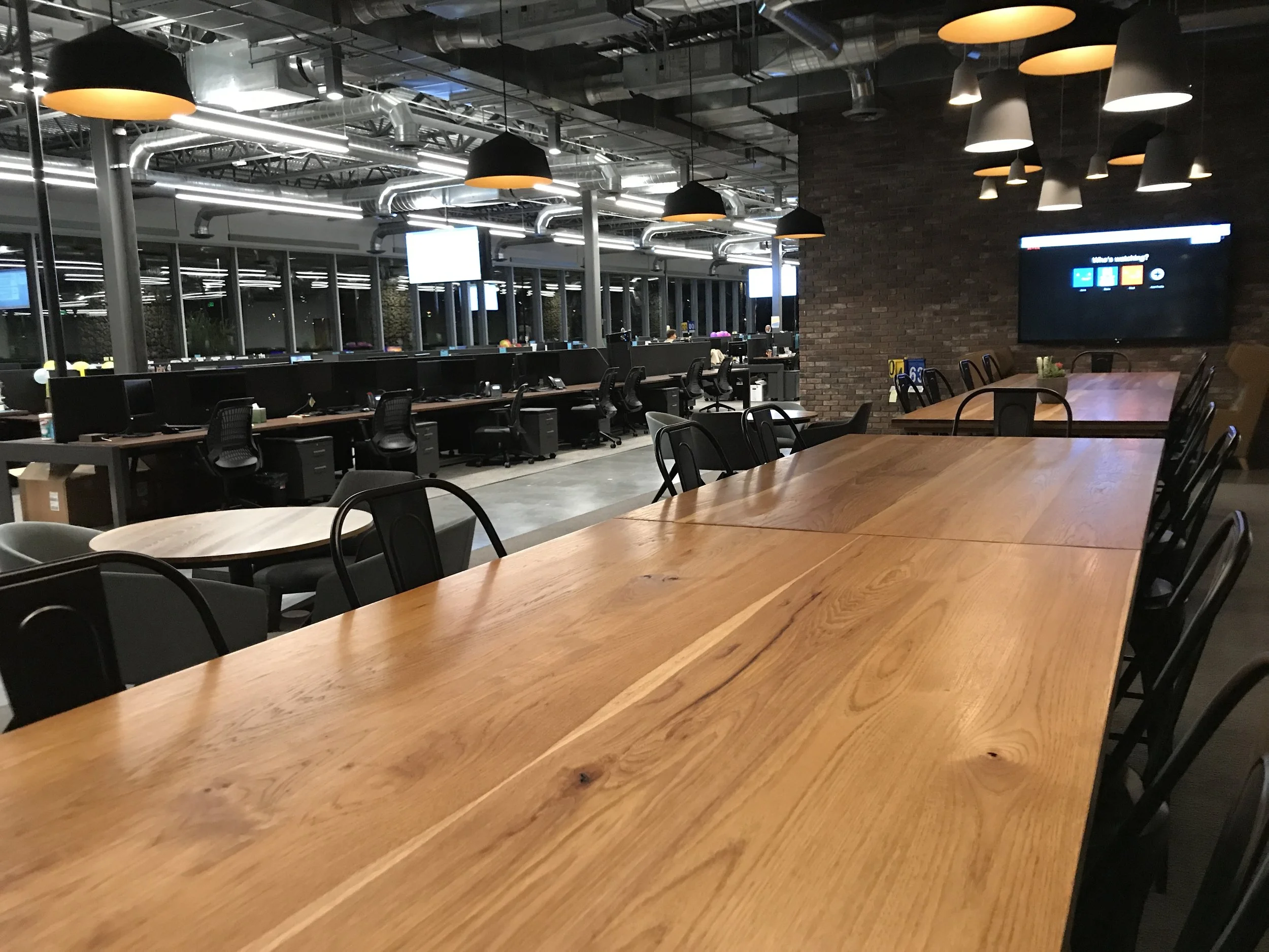  The large rectangular tables are 4'x7'. The rounds are 36" &amp; 42" in diameter. 