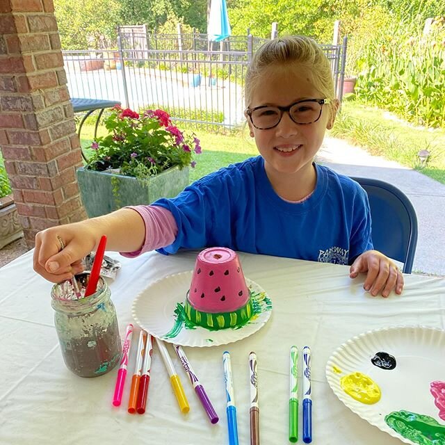 Super fun first day at art camp with these sweet faces and @kiser.kate @ashleydmatthews ! 💗 we made 🐠 paintings on wood, watermelon pots and more! Stay tuned for tomorrow&rsquo;s creations! ☀️ 🎨