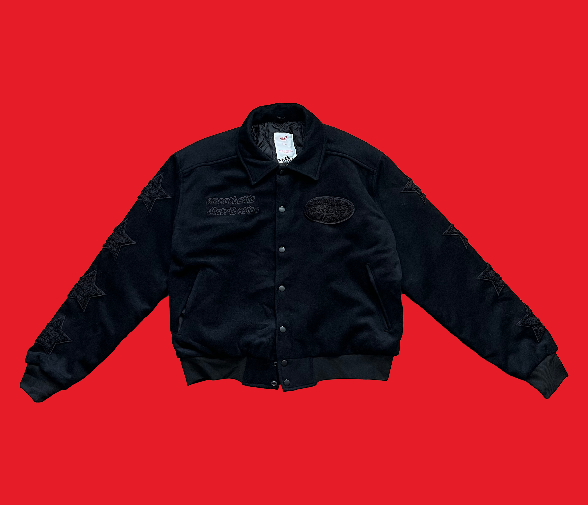 monotone wool varsity jacket. - black