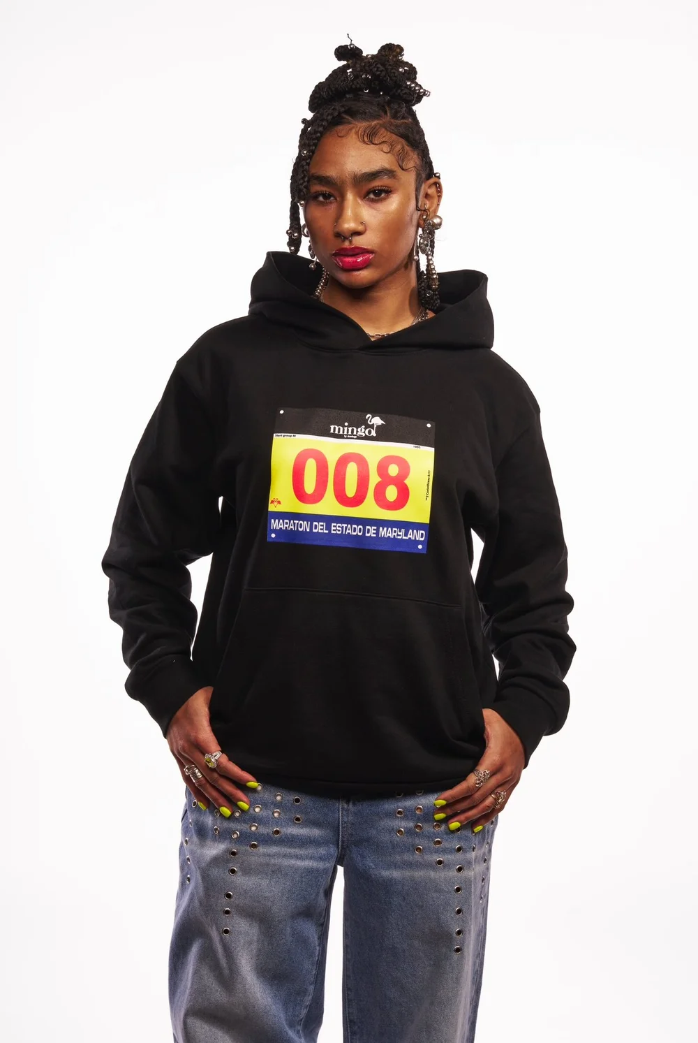 marathon bib hoodie. - black — mingo by domingo.