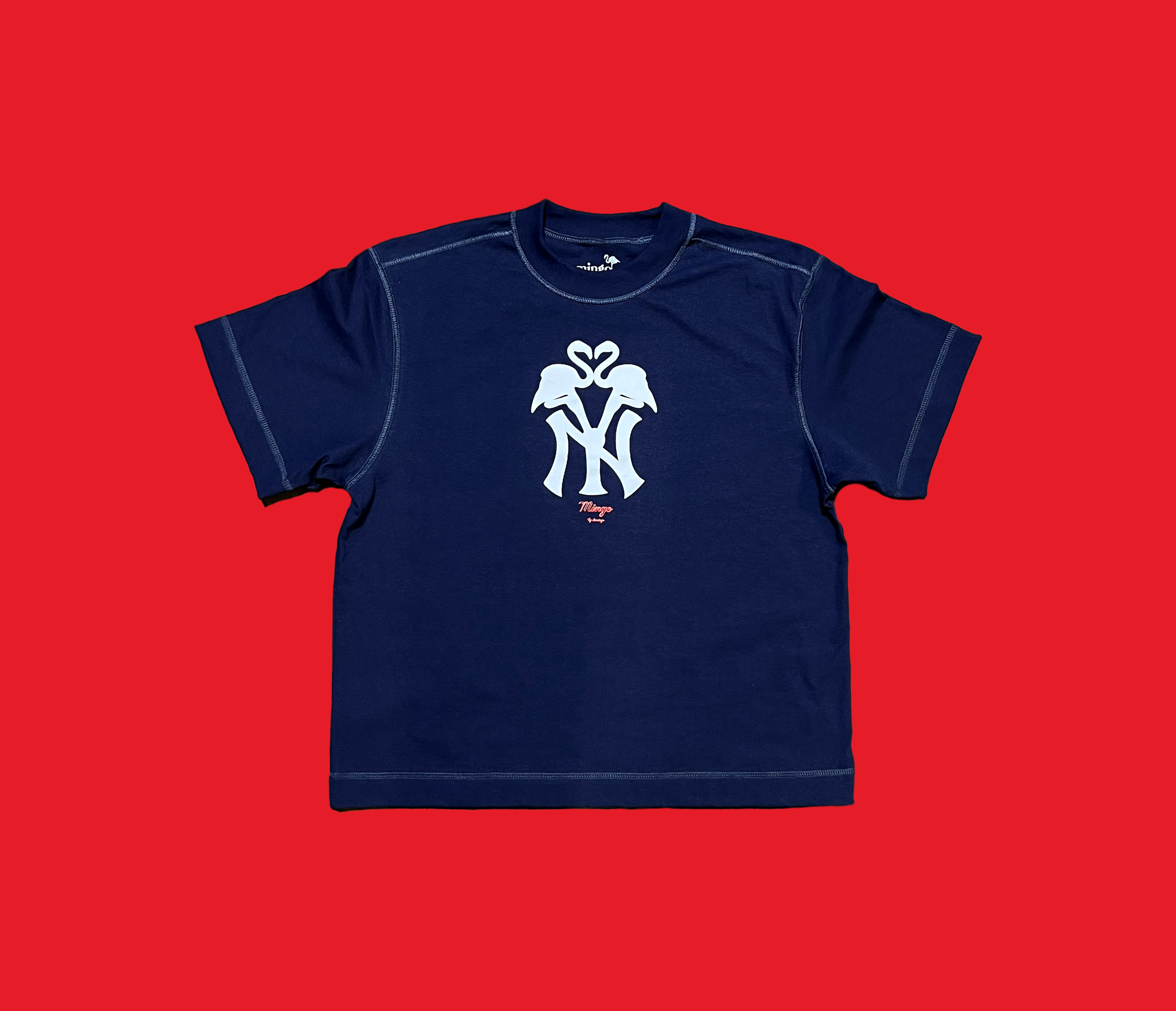 cropped 'yankee' tee. - navy