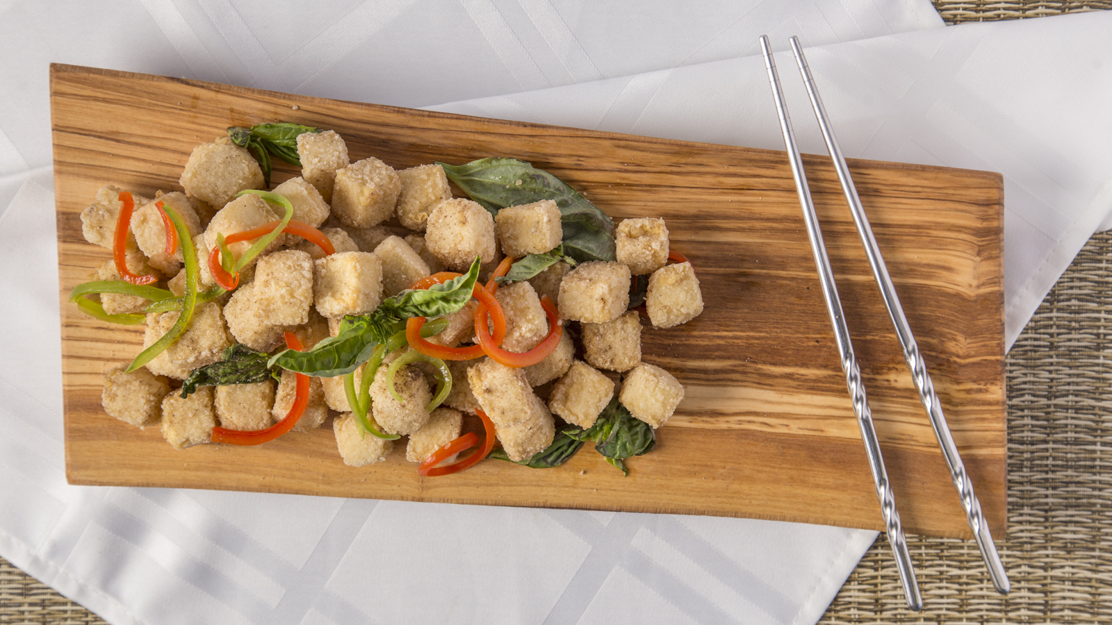Battered Tofu w:Basil.jpg