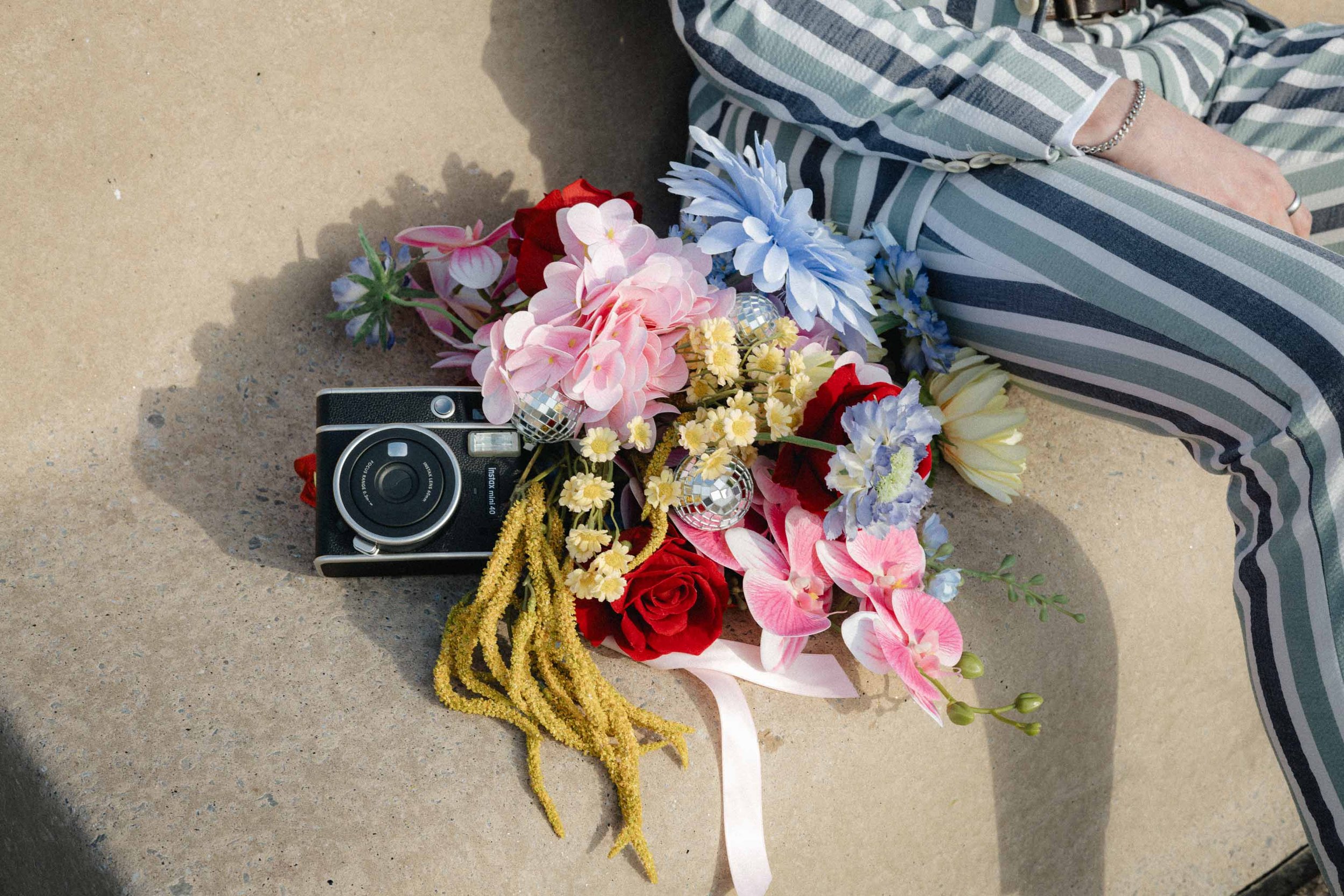 Close-up of a bride’s bouquet n an editorial style at a seaside elopement