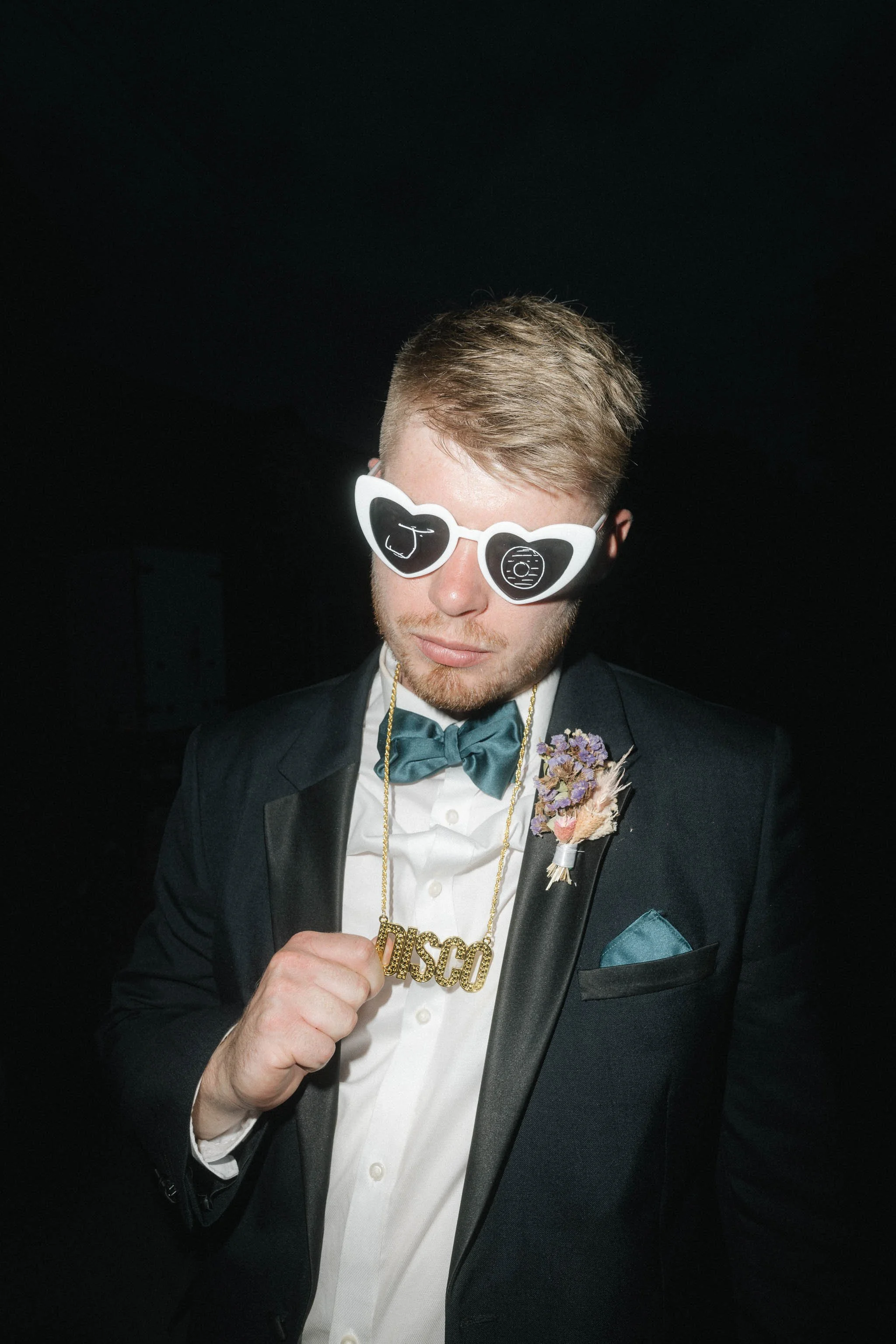  Creative nighttime wedding portrait of a groom at Worcester wedding.   