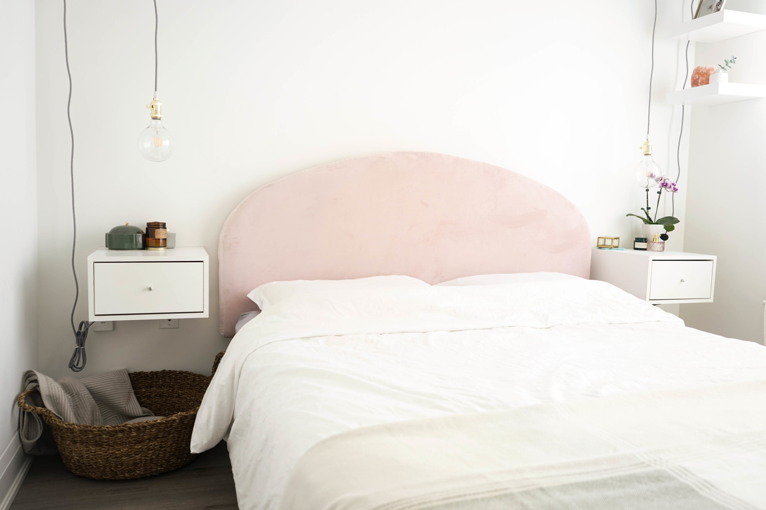 Diy Rounded Pink Headboard The Sorry, How To Make A Headboard To Hang On The Wall