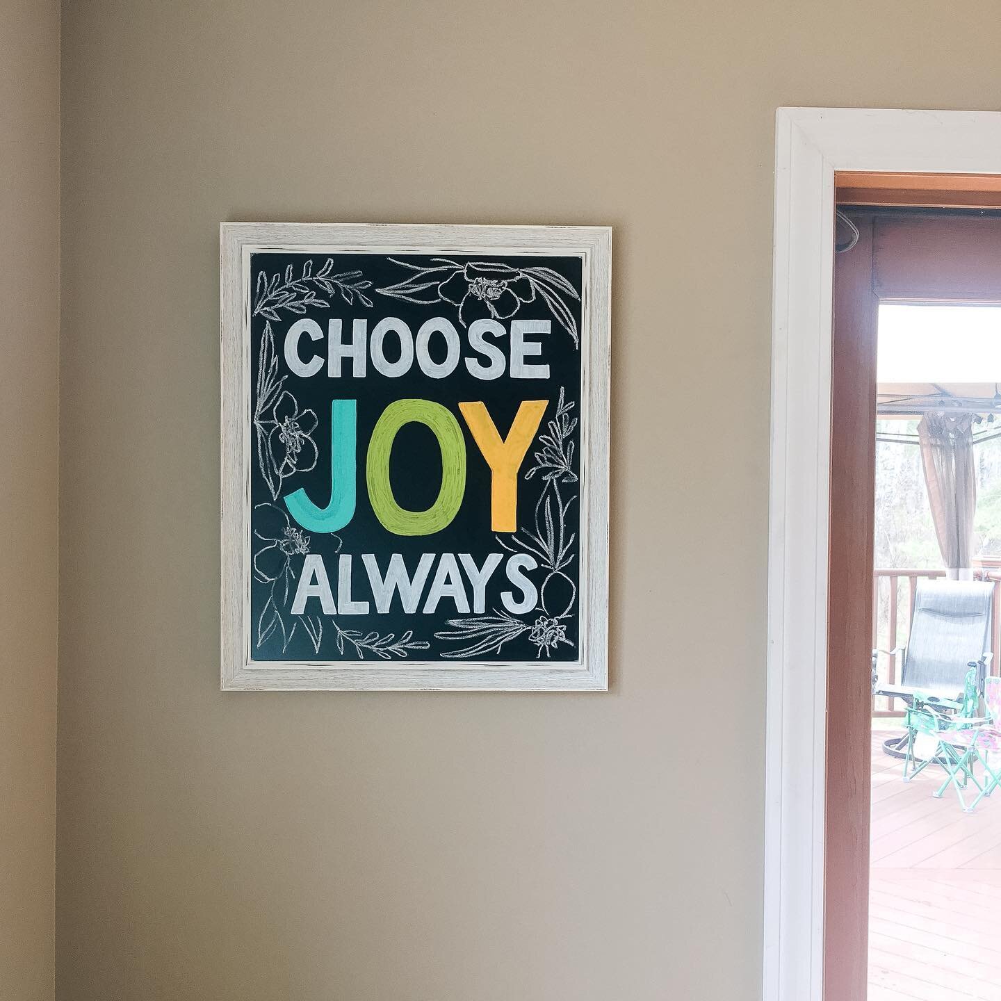 I finally got around to finishing the chalkboard in our dining room. It&rsquo;s only been hanging half finished for a few weeks...Oops. These bright colors make me happy and seeing this hanging is a good little reminder, especially during this crazy 