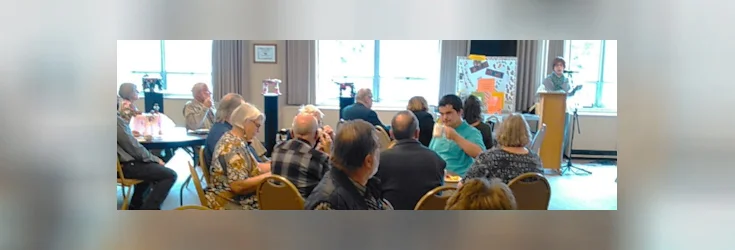 Speaker Program at Emmanuel Lutheran Church in Rockford, IL. Valerie shares her story of healing through art resulting in the founding of FootsieStools Ltd. (Photo by ELC)