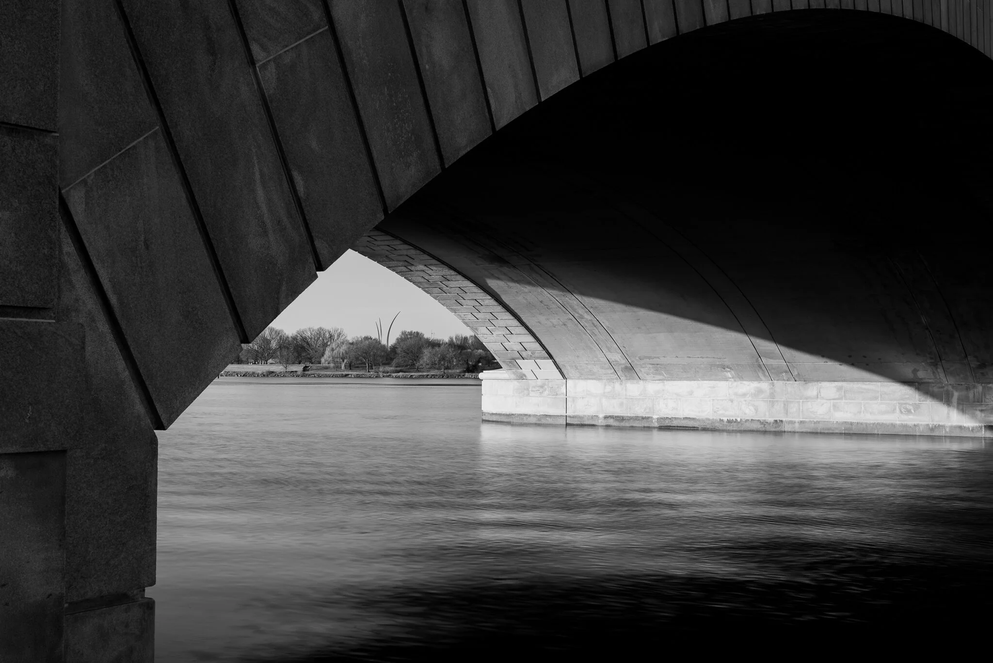 View of the Air Force Memorial from under Memorial Bridge in Washington, D.C.