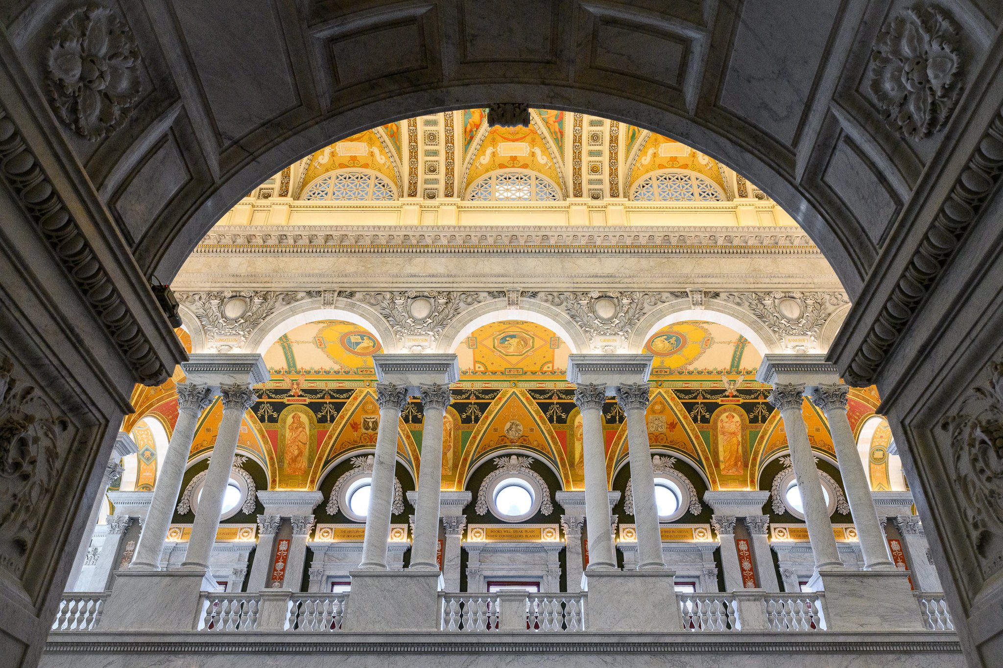 The arches and columns of the Library of Congress.