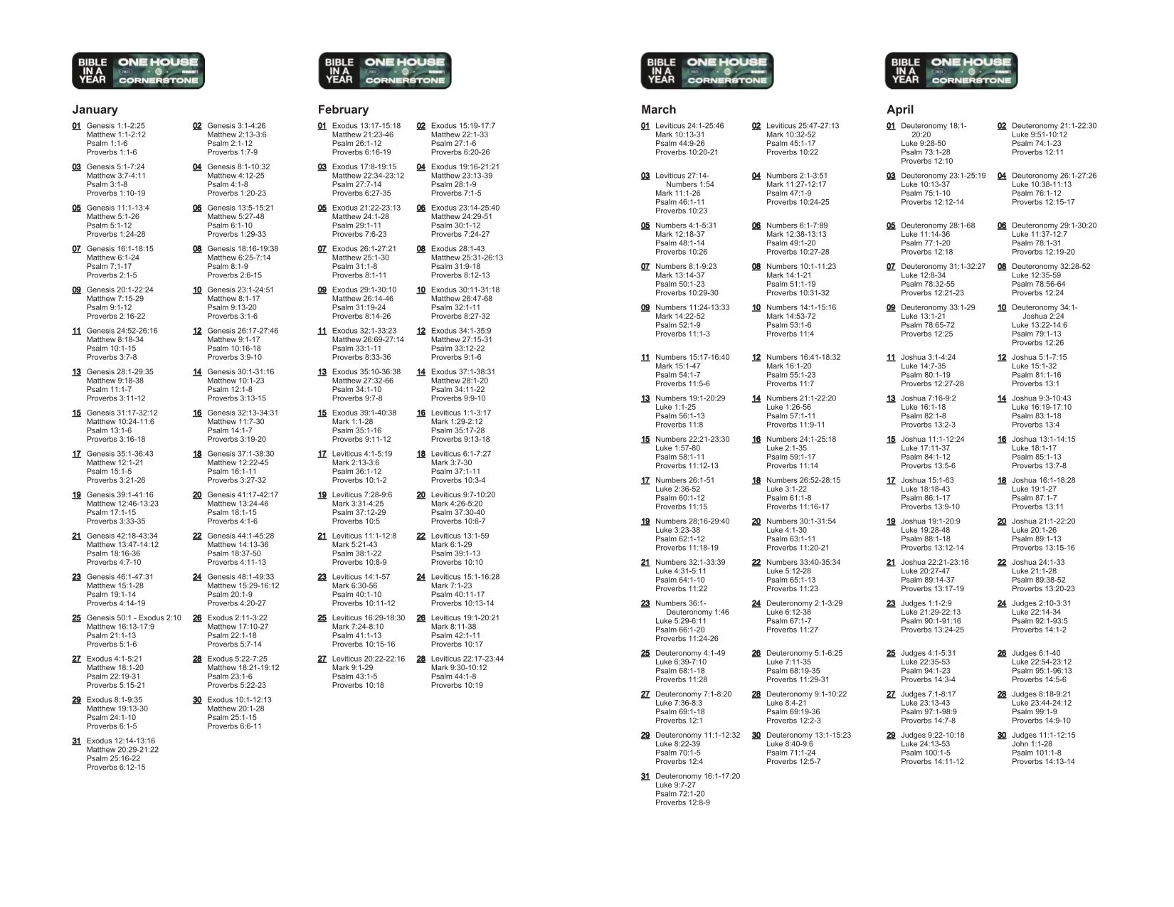 Bible in a Year — Cornerstone Christian Fellowship Bible in a Year — Cornerstone Christian Fellowship