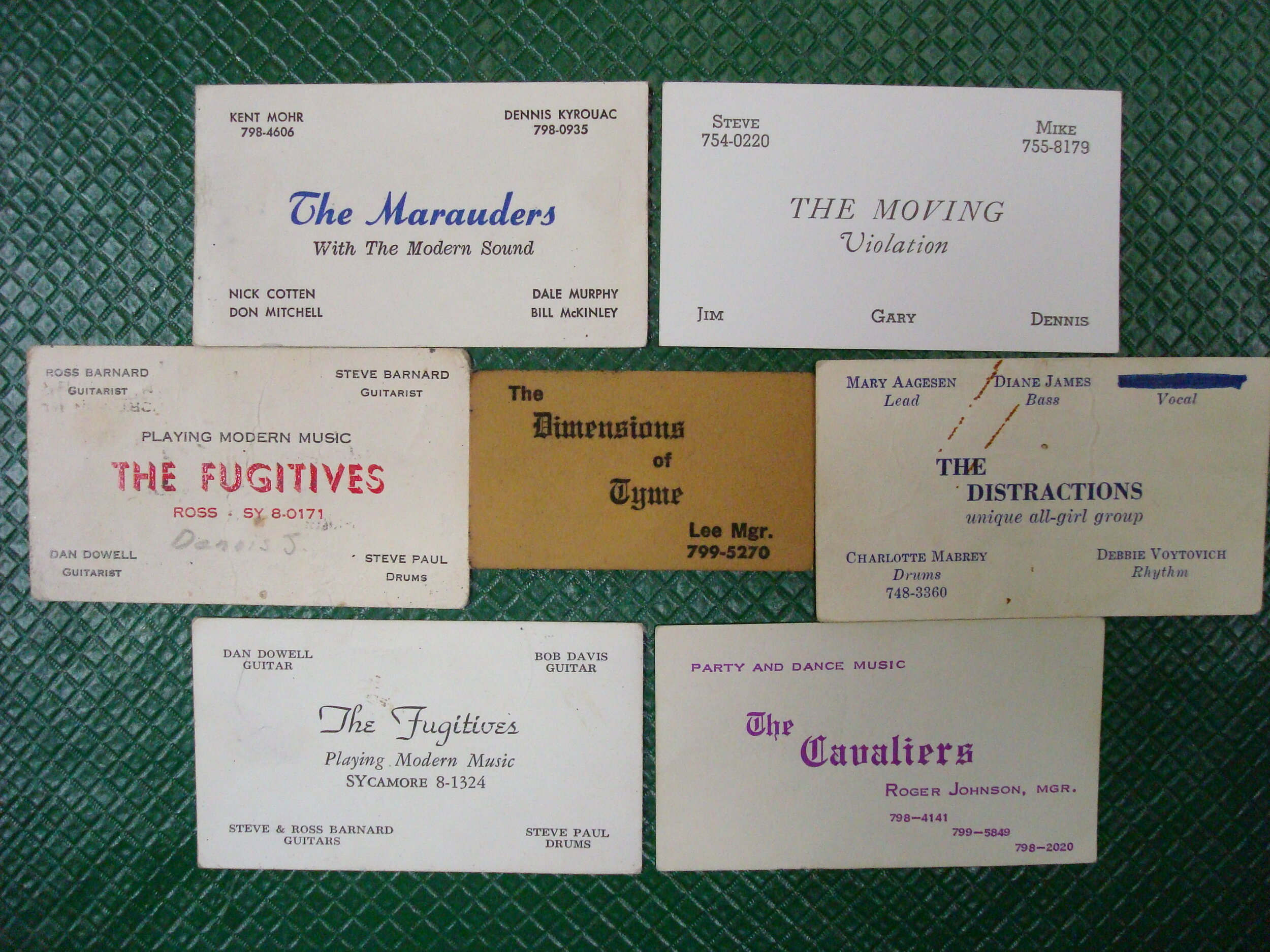 Band cards from Homewood-Flossmoor and Chicago Heights area.