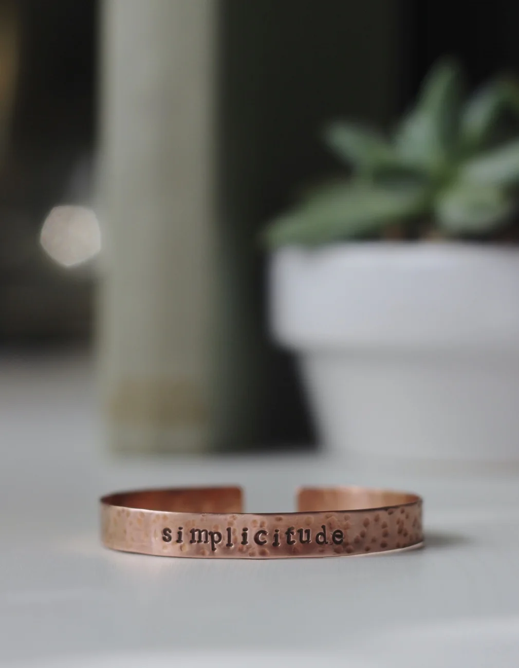 Simplicitude Hammered Copper Cuff  Bracelet