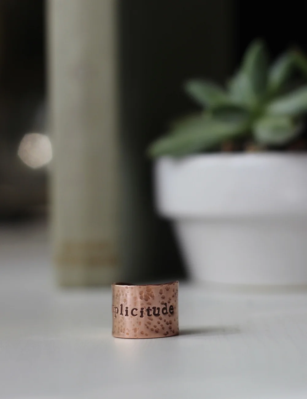 Simplicitude Hammered Copper Cuff  Ring