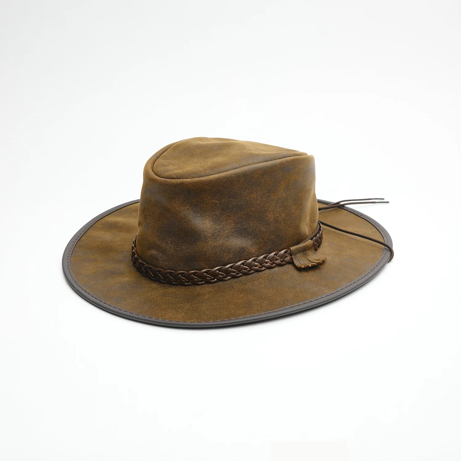 NWT DPC Wool & Leather Packable Crushable Hat - Size L/Xl Black+Brown Packable Leather Hat — Hide Out Leathers main image 4