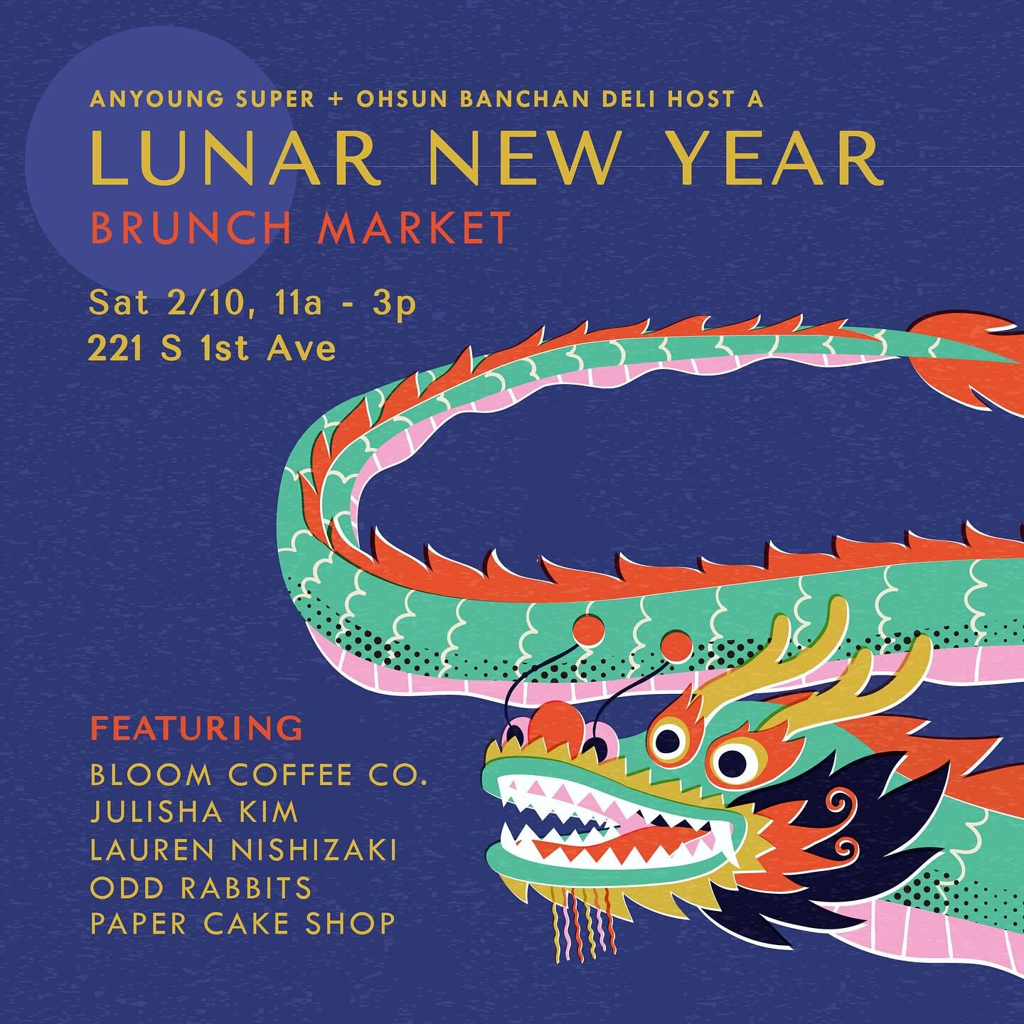 So excited to share that I&rsquo;ll be participating in Lunar New Year Brunch Market hosted by&nbsp;@ohsunbanchan&nbsp;&amp;&nbsp;@anyoungsuper. 

Market will be held inside OHSUN this Saturday 2/10 from 11am-3pm.

Come visit me to check out my newes