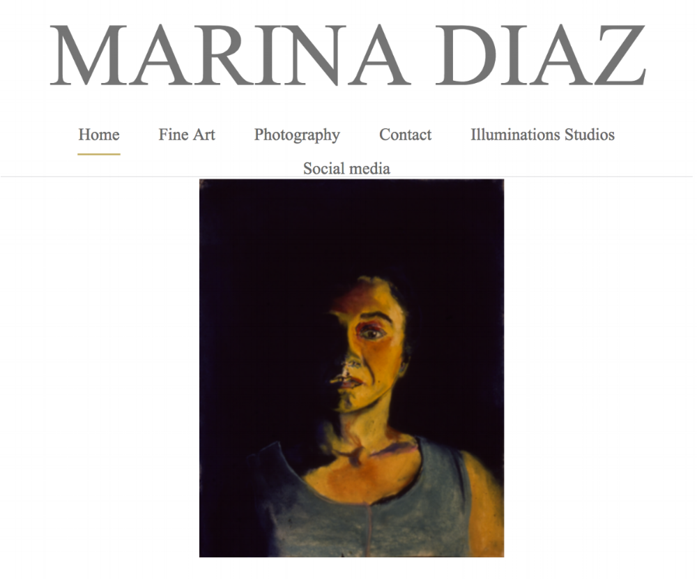 Screen shot from the website for Marina Diaz